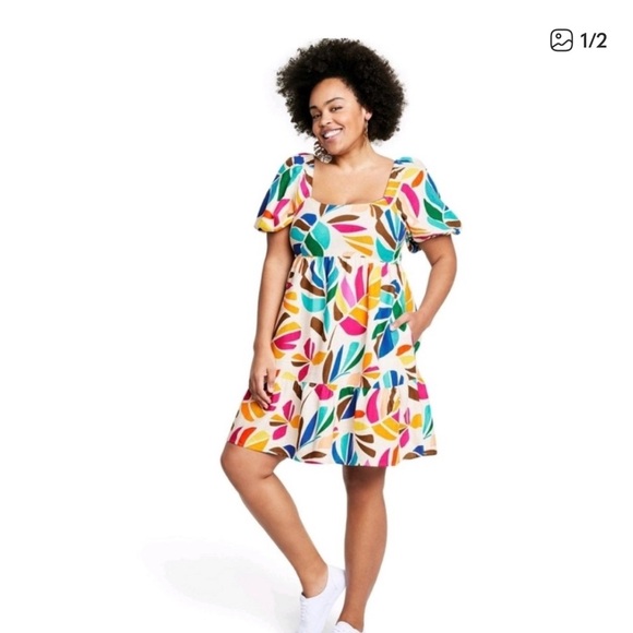 Tabitha Brown Dresses & Skirts - Target X Tabitha Brown Puff Sleeve Dress - Multicolor